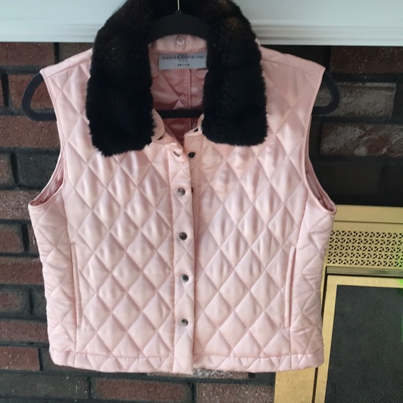 Marisa Christina Jackets & Blazers - Quilted Satin Vest with removable fur collar‼️